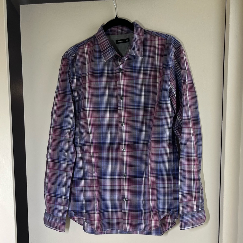 Vince Multicolor Plaid Dress Shirt